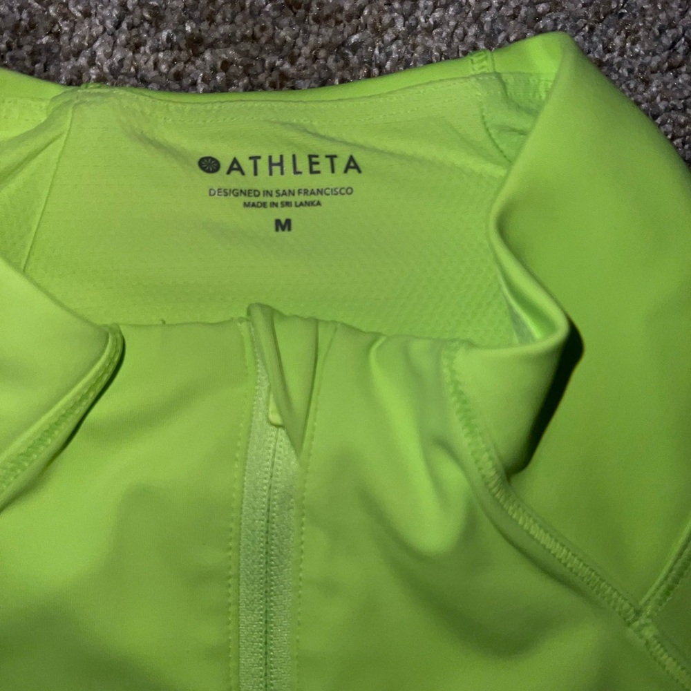Athleta Salutation Half Zip Electric Lime Green Size Medium